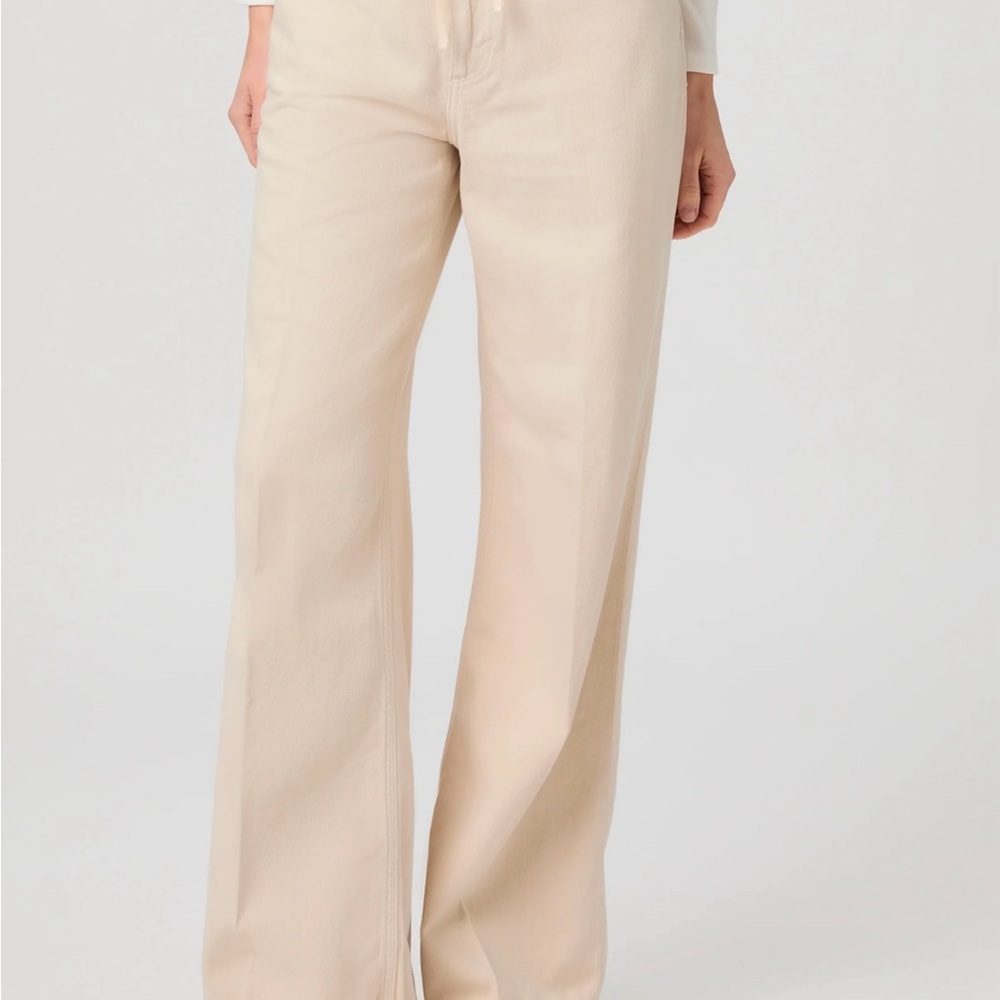 PAIGE Beige Wide-Leg Trousers
